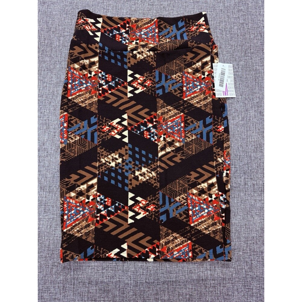 LULAROE CASSIE Pencil Skirt Geometric Triangle Pattern Medium M 10-12 NWT